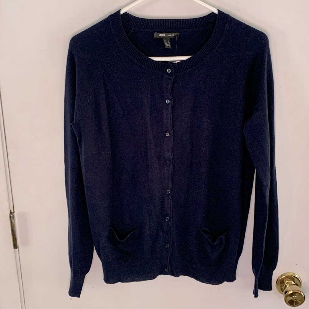 MNG Basics navy button front cardigan with pockets Size Medium